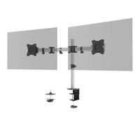 Durable SELECT Monitor Mount Desk Clamp for 2 Screens | 13 - 27" | Gloss Silver
