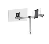 Durable Dual Monitor Mount Pro for 1 Screen & 1 Tablet - Dual Arm Monitor & Tablet Stand with Through Bolt for Desk Mounting - VESA 75/100 - For 21 - 27 Inch Screens & 7 - 13 Inch Tablets
