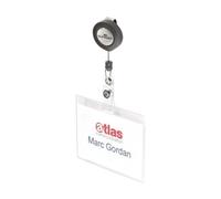 Durable Badge Reel Name Tag ID Card Holders + Inserts 60x90mm (Pack of 10) 8138/