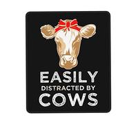 Durable Mouse Pad, Cow Women Girls Cute Easily Distracted Gaming Mousepad Portable Desk Mats 25X30cm for Work Studying Home