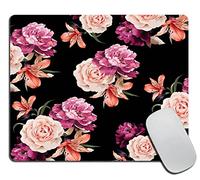 Durable Mouse Pad Flower Black and Purple Shabby Chic Roses Flower Customized Premium-Textured Mouse Mat Keyboard Pad 25x30cm for Gamer,Computer,Studying