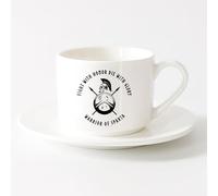 Durable Mugs Ancient Spartan Soldier Warrior Military Fight （6oz/175ml） Perfect for Kitchens, Restaurants & Cafes, Great Gift Idea，Sets Tea Cup with Saucers (White)