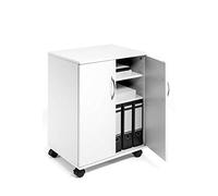 Durable 2 Door Office Filing Storage Trolley on Wheels - 75cm White Durable White 1 Pack
