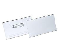Durable Name Badge 40 x 75 mm with Combi Clip Transparent | Pack of 25 Badges | Includes Blank Insert Cards | Ideal for Events and Visitor Management