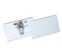 Durable Name Badge 40 X 75 mm With Combi Clip Transparent Pack Of 25 Badges Includes Blank Insert Cards Ideal For Events And