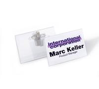 Durable Name Badge 40 x 75 mm with Combi Clip Transparent Pack of 50 Badges