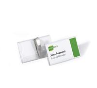 Durable Name Badge 40 x 75 mm with Crocodile Clip Transparent | Pack of 25 Badges | Includes Blank Insert Cards | Ideal for Events and Visitor Management