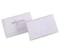 Durable Name Badge 40 x 75 mm with PinTransparent | Pack of 100 Badges | Includes Blank Insert Cards | Ideal for Events and Visitor Management