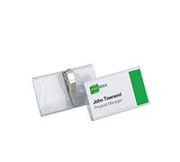 Durable Name Badge 40 x 75 mm with Crocodile Clip Transparent Pack of 25 Badge