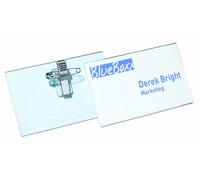 Durable Name Badge 54 x 90 mm with Combi Clip Transparent - Pack of 50 Badges - Includes Blank Insert Cards - Ideal for Events and Visitor Management
