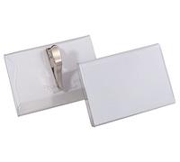 Durable Name Badge 54 x 90 mm with Crocodile Clip Transparent | Pack of 25 Badges | Includes Blank Insert Cards | Ideal for Events and Visitor Management