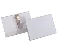 Durable Name Badge 54 x 90 mm with Crocodile Clip Transparent | Pack of 25 Badges | Includes Blank Insert Cards | Ideal for Events and Visitor Management