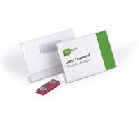 Durable Name Badge 54 x 90 mm with Magnet Transparent | Pack of 25 Badges | Includes Blank Insert Cards | Ideal for Events and Visitor Management