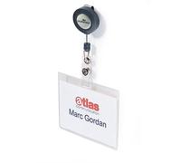 Durable Badge Reel Name Tag ID Card Holders + Inserts 60x90mm (Pack of 10) 8138/