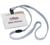 Durable Name Badge 60 x 90 mm with Grey Lanyard Transparent | Pack of 10 Badges | Includes Blank Insert Cards | Ideal for Events and Visitor Management
