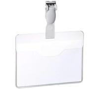 Durable Name Badge 60 x 90 mm with Plastic Clip Transparent | Pack of 25 Badges | Includes Blank Insert Cards | Ideal for Events and Visitor Management