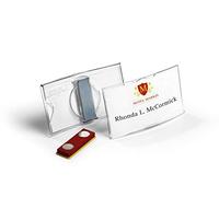 Durable Name Badge Convex - Includes Magnet for Easy Attachment - 40 x 75 mm - Pack of 25 Name Tags - Transparent