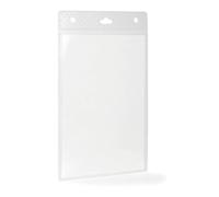 Durable Name Badge ID Card Holders Clear and Punched | A6 Portrait | 20 Pack