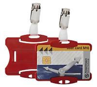 Durable Security Pass Holder & Clip Red Pack of 25