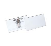 Durable Name Badge 40 X 75 mm With Combi Clip Transparent Pack Of 25 Badges Includes Blank Insert Cards Ideal For Events And