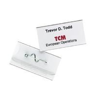 100x DURABLE TRANSPARENT PLASTIC PIN ID NAME BADGES INSERT 54x90mm 800419