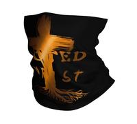 Durable Neck Gaiter,Rooted in Christ Faith Religious Bronze,Headwear Breathable Face Shield for Climbing Sports Men 26X30cm