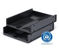 Durable OPTIMO Recycled Plastic Stackable Letter Tray File | 6 Pack | A4+ Grey