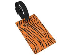 Durable Orange Tiger Leopard Print Luggage Tag with Full Back Privacy Cover â€“ Bright ID Labels for Suitcases, and Backpacks