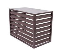 Durable Outdoor Aluminum Air Conditioner Cover & Heat Pump Protector, Louvered Design, Brown, Flat Top, 120x70x150cm - Perfect for Condenser & Space Division (5P)