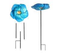 Durable Outdoor Bird Bath Large - Bird Bath on Stand with Bowl for Outdoors, Blue Shape Durable Stable with Solar Stake Easy to Install