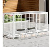 Durable Outdoor Chicken Coop With Lockable Door, Easy Assembly Poultry Cage For 6-8 Chickens, Ducks & Rabbits, Egg Tray Included, Metal Construction 80X50X60Cm,White-120 cm L x 58 cm W x 62 cm H