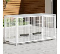 Durable Outdoor Chicken Coop With Lockable Door, Easy Assembly Poultry Cage For 6-8 Chickens, Ducks & Rabbits, Egg Tray Included, Metal Construction 80X50X60Cm,White-100 cm L x 50 cm W x 60 cm H