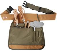 Durable Outdoor Gardening Adjustable Tool Belt Apron with PVC Lining - 35cm x 35cm (Khaki & Brown)