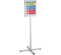 Durable Outdoor Information Stand A3, Grey, Stainless Steel, IPX5 Rated | Freestanding Floor Sign with IPX5 Rated Waterproof Document Holder, UV-Stabilised Anti-Glare Film, Made in Poland
