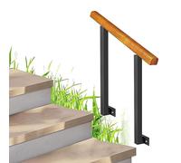 Durable Outdoor Wrought Iron Handrail for 1-4 Step Garden Porch, 95cm Safety Stair Railing, Easy to Install, Perfect Support for Wooden Steps and Enhanced Stability