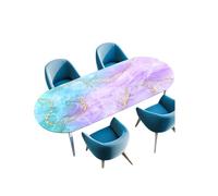 Durable Oval Tablecloth Marble Texture Scheme Spill Proof Covering Easy Maintenance Wrinkle Resistant Fabric for Dining Room 36x60 42x60 Folding Table Cotton