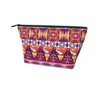 Durable Oxford Cloth Storage Makeup Bag Southwestern Aztec Native American Pink, Small and Lightweight Zipper Cosmetic Pouch Pencil Coin Bags for Women Girls