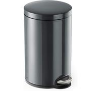 Durable Powder Coated Metal Pedal Bin Round 12 Litre Charcoal 341158