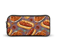 Durable Pencil Case Baked Beans and Hot Dogs Stationery Pouch Bag Big Capacity Stationery Storage Bag for Teens, Boys, Office, 20X9X4Cm