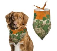 Durable Pet Bandana, Clover on Flag Background Print Triangle Scarf for Dogs & Cats, Soft, Stylish & Easy to Wash, Ideal for Walks, Photos & More
