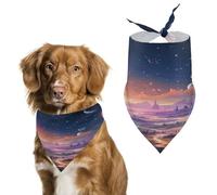 Durable Pet Bandana, Colorful Retro Space Theme Print Triangle Scarf for Dogs & Cats, Soft, Stylish & Easy to Wash, Ideal for Walks, Photos & More