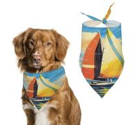 Durable Pet Bandana, Colorful Sail Boat Print Triangle Scarf for Dogs & Cats, Soft, Stylish & Easy to Wash, Ideal for Walks, Photos & More