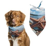 Durable Pet Bandana, Colorful Starfish on The Beach Print Triangle Scarf for Dogs & Cats, Soft, Stylish & Easy to Wash, Ideal for Walks, Photos & More