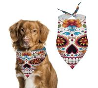 Durable Pet Bandana, Colorful Sugar Skull Print Triangle Scarf for Dogs & Cats, Soft, Stylish & Easy to Wash, Ideal for Walks, Photos & More