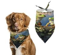 Durable Pet Bandana, Frogs Sing on The Branches Print Triangle Scarf for Dogs & Cats, Soft, Stylish & Easy to Wash, Ideal for Walks, Photos & More