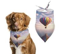 Durable Pet Bandana, Hot Air Balloon at Sea Print Triangle Scarf for Dogs & Cats, Soft, Stylish & Easy to Wash, Ideal for Walks, Photos & More