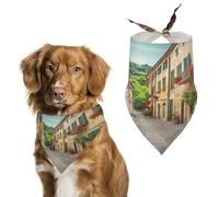 Durable Pet Bandana, Italy Street Print Triangle Scarf for Dogs & Cats, Soft, Stylish & Easy to Wash, Ideal for Walks, Photos & More