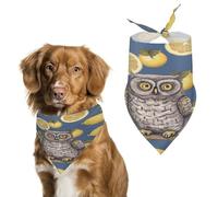Durable Pet Bandana, Lemon and Owl Print Triangle Scarf for Dogs & Cats, Soft, Stylish & Easy to Wash, Ideal for Walks, Photos & More