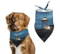 Durable Pet Bandana, Lighthouse at Night Print Triangle Scarf for Dogs & Cats, Soft, Stylish & Easy to Wash, Ideal for Walks, Photos & More