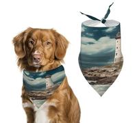 Durable Pet Bandana, Lighthouse Seaside Print Triangle Scarf for Dogs & Cats, Soft, Stylish & Easy to Wash, Ideal for Walks, Photos & More